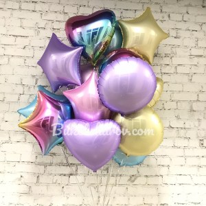 Связка фольгированных звёзд и сердец без рисунка