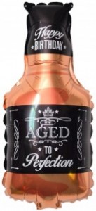 Фигура в виде бутылки виски с надписью Happy Birthday Aged To Perfection, купить в Букет шаров Измайлово.