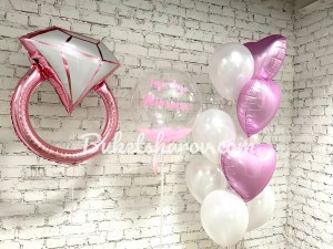 Розовое кольцо и фонтан из белых и розовых шаров для праздника и фотозоны, купить в Букет Шаров Измайлово.