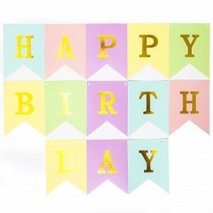 Гирлянда Happy Birthday в пастельных оттенках для стильного оформления праздника и украшения зала, купить в Букет шаров Измайлово.