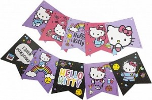 Гирлянда с изображением персонажей Hello Kitty для украшения детского праздника и оформления зала, купить в Букет шаров Измайлово.