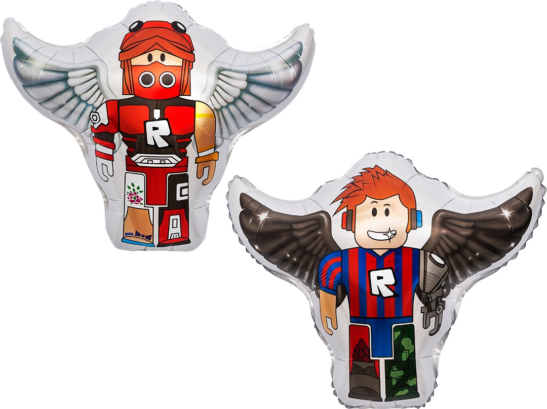 Фольгированный воздушный шар с крыльями из Roblox с мультяшным персонажем.