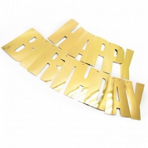Золотая гирлянда Happy Birthday для стильного праздничного декора и оформления вечеринки, купить в Букет шаров Измайлово.