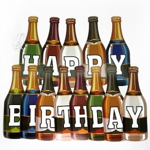 Гирлянда с надписью Happy Birthday в виде разноцветных бутылок для праздничного декора, купить в Букет шаров Измайлово.