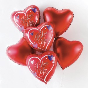 Красные сердца с гелием и надписью I Love You для подарка любимому человеку, купить в Букет шаров Измайлово.