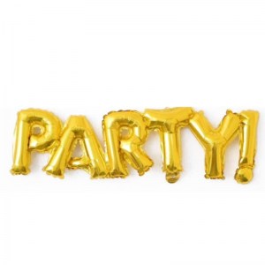Фольгированная золотая надпись PARTY в виде букв для украшения праздника и фотозоны, купить в Букет шаров Измайлово.