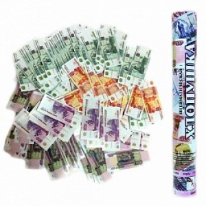 Пневмохлопушка с конфетти банкнотами рублей для весёлого праздника и шоу, купить в Букет шаров Измайлово.