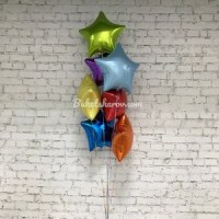7 фольгированных звёзд 45см с гелием букет шаров с гелием купить