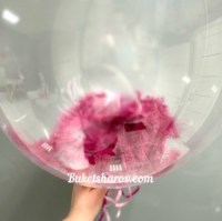 Бабблс с гранатовыми перьями 60см Япония букет шаров с гелием купить