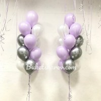 белый лавандовы и серебро два фонтана с гелием букет шаров с гелием купить