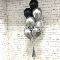 чёрный пастель агаты и серебро хром букет шаров лого с гелием купить