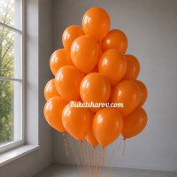 Связка оранжевых шаров оттенка пастель с гелием букет шаров