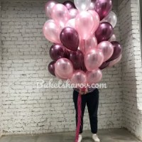 розовые белые винные оттенка металик с гелием букет шаров лого с гелием купить