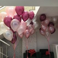 розовые белые винные оттенка металик с гелием букет шаров лого с гелием купить