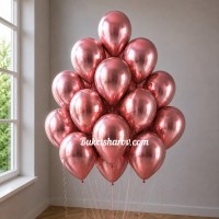 Стильная связка гелиевых латексных шаров розового цвета с хром-оттенком, купить в Букет шаров Измайлово.