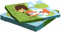 Красивые бумажные салфетки с изображением лисы и ёжика для сервировки стола, купить в Букет шаров Измайлово.