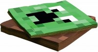 Яркие бумажные салфетки в стиле Minecraft с зелёным крипером, купить в Букет шаров Измайлово.