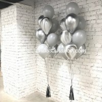 серый серебро и чёрные агаты фонтаны букет шаров лого с гелием купить