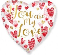 Шар Сердце, you my love, 45см, 1 шт букет шаров с гелием купить