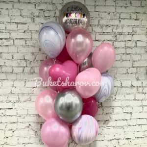 Розовые и агаты с гелием и звезда для украшения дня рождения, купить в Букет шаров Измайлово.