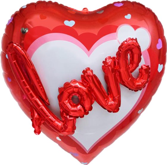 Красное сердце с надписью Love для романтического праздника, стильное признание в любви, купить в Букет шаров Измайлово.
