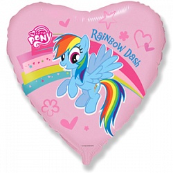 Розовый шар-сердце с изображением Радуги Dash из My Little Pony, купить в Букет шаров Измайлово.