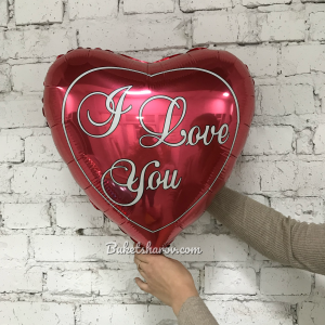 Красное сердце с надписью I love you, праздничный декор и подарок, купить в Букет шаров Измайлово.