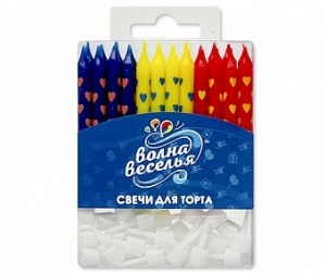 Набор разноцветных свечей в форме сердечек для праздничного торта. Доставка и самовывоз с 10% скидкой 3-я Парковая 38.