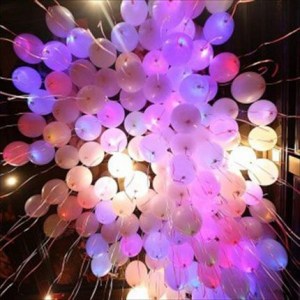 Красивые разноцветные светящиеся шары с гелием под потолок для украшения банкетного зала, купить в Букет шаров Измайлово.