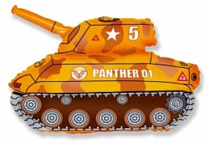 Оранжевый танк с надписью Panther 01, яркий подарок к 23 февраля, купить в Букет шаров Измайлово.