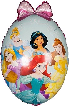 Фольгированный шар с изображением принцесс Disney: Золушки, Ариэль, Белоснежки, Жасмин и Белль.