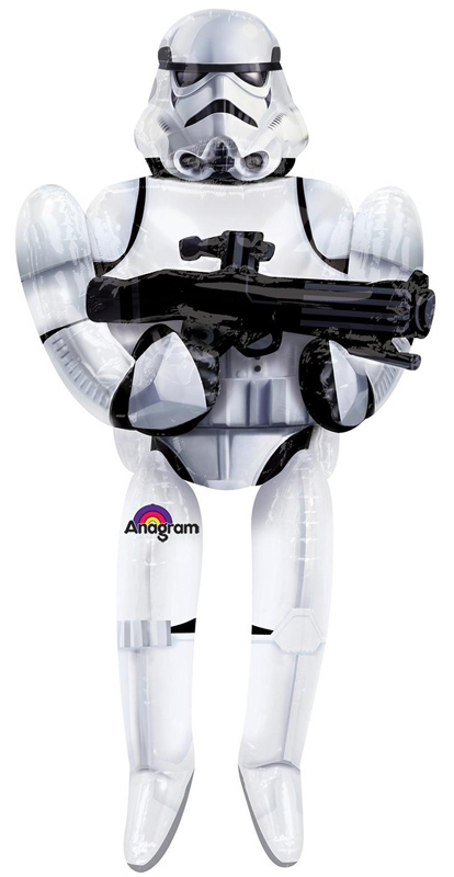 Ходячий шар штурмовик из Звёздных войн с оружием и белыми доспехами, купить в Букет шаров Измайлово.
