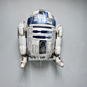 Фигура робот R2D2 в бело-синих цветах из Звёздных войн, купить в Букет шаров Измайлово.